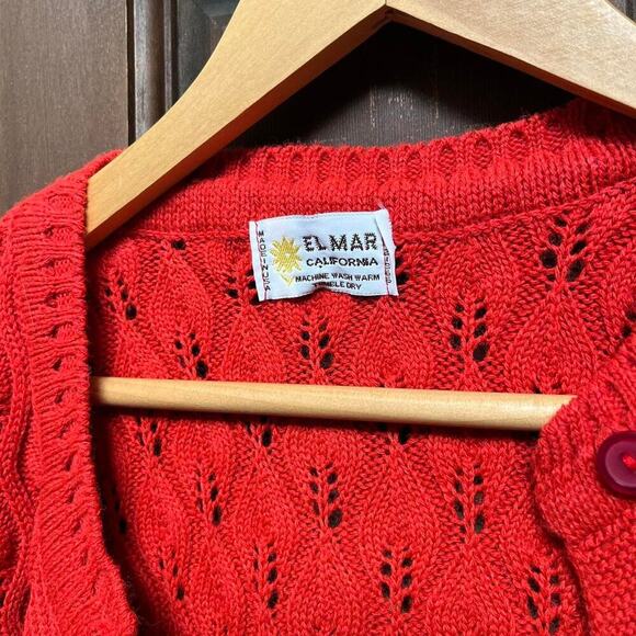 Deadstock 1960s knit cardigan Red Women's Medium - Picture 6 of 8